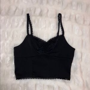 pacsun black silk crop top